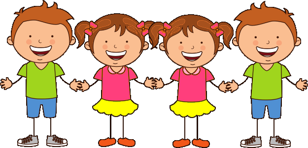 Logo des Zwillingsbasars. Es zeigt 4 Kinder. Zwei Mädchen und zwei Jungen.